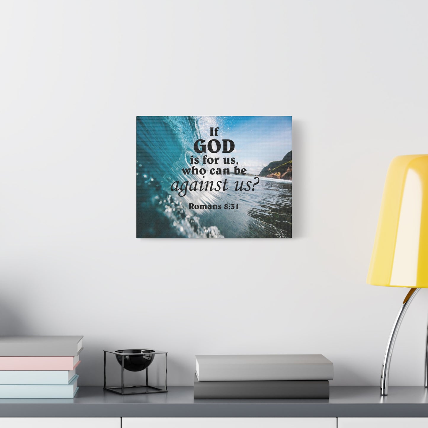 Scripture Canvas Fearless Romans 8:31 Christian Wall Art Bible Verse Print Ready to Hang