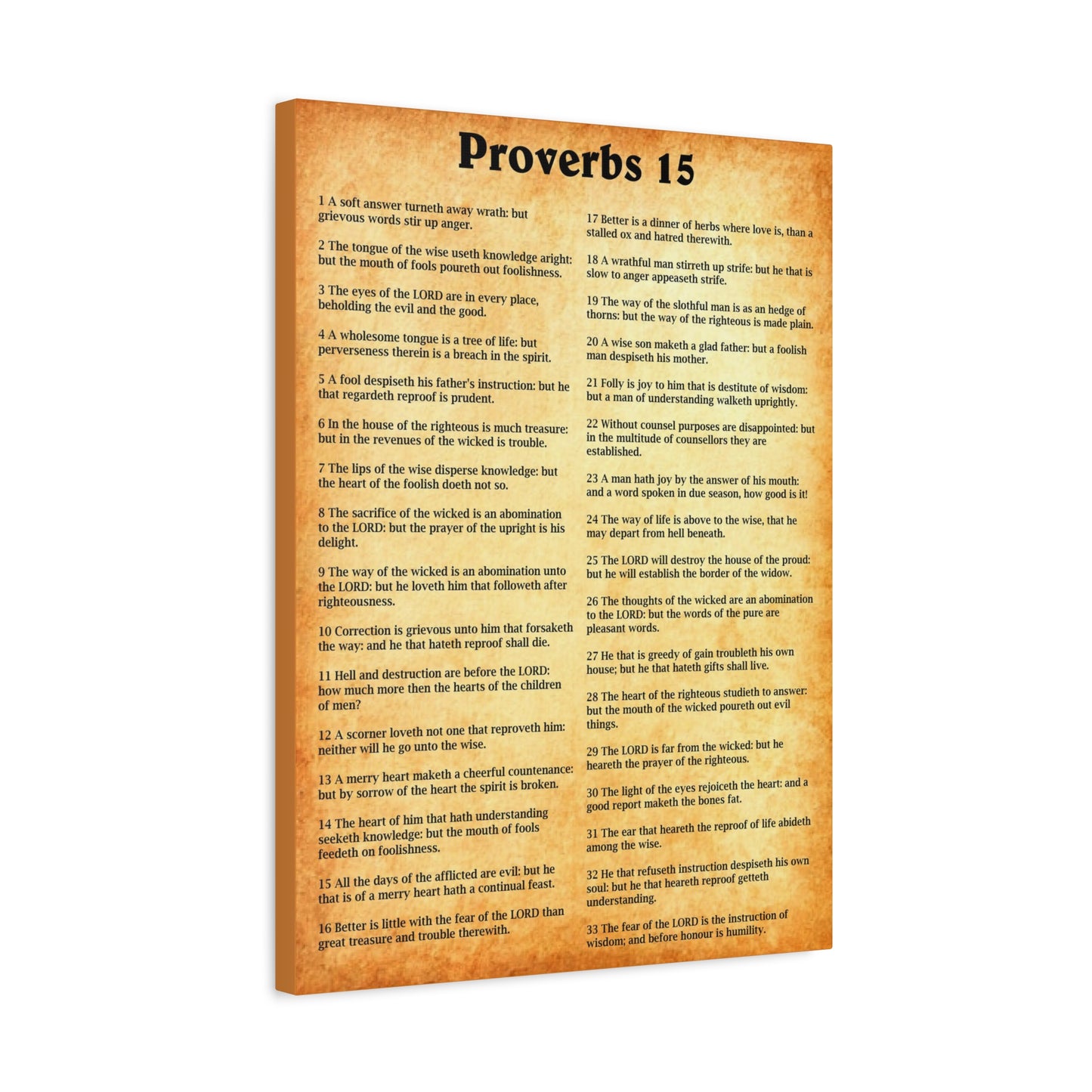 Scripture Walls Proverbs Chapter 15 Gold Bible Canvas Christian Wall Art Ready to Hang Unframed
