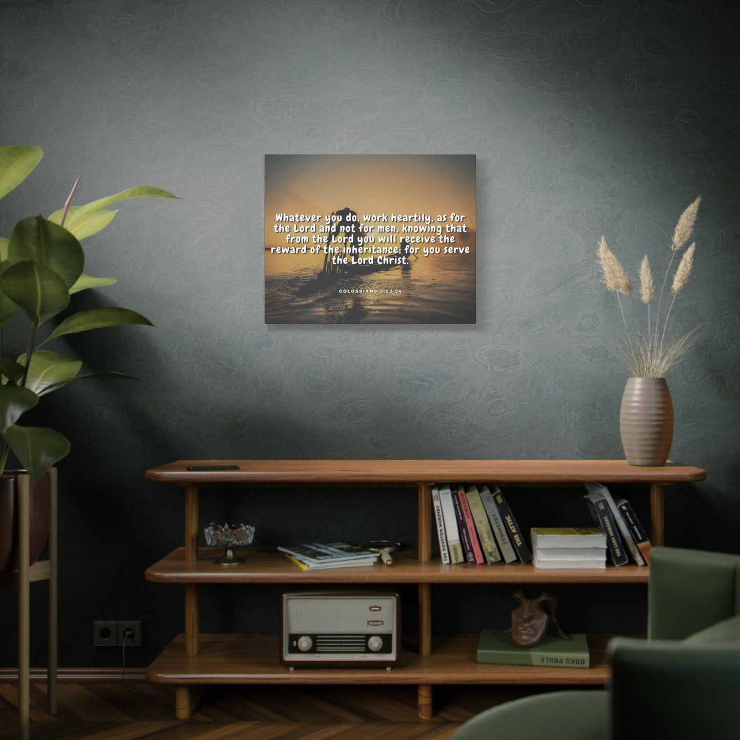Scripture Canvas Working For God Colossians 3:23-24 Christian Wall Art Bible Verse Print Ready to Hang