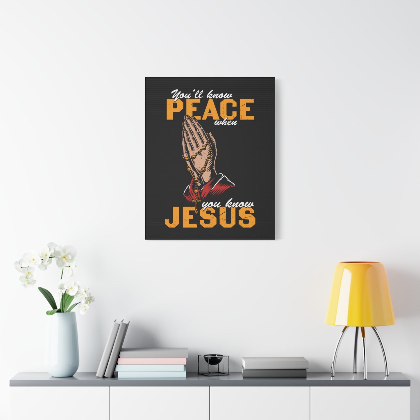 Scripture Canvas You'll Know Peace Rosary Psalms 96:1-13 Christian Wall Art Bible Verse Print Ready to Hang