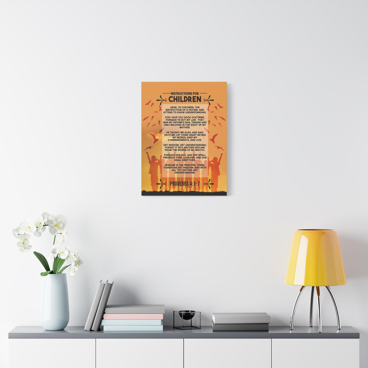 Scripture Canvas Instructions for Children Proverbs 4:1‭-‬7 Christian Wall Art Bible Verse Print Ready to Hang