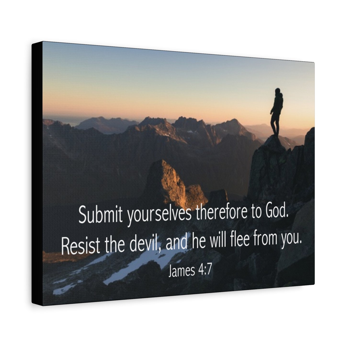Bible Verse Canvas Resist the Devil James 4:7 Christian Home Décor Wall Art Scripture Ready to Hang Faith Print