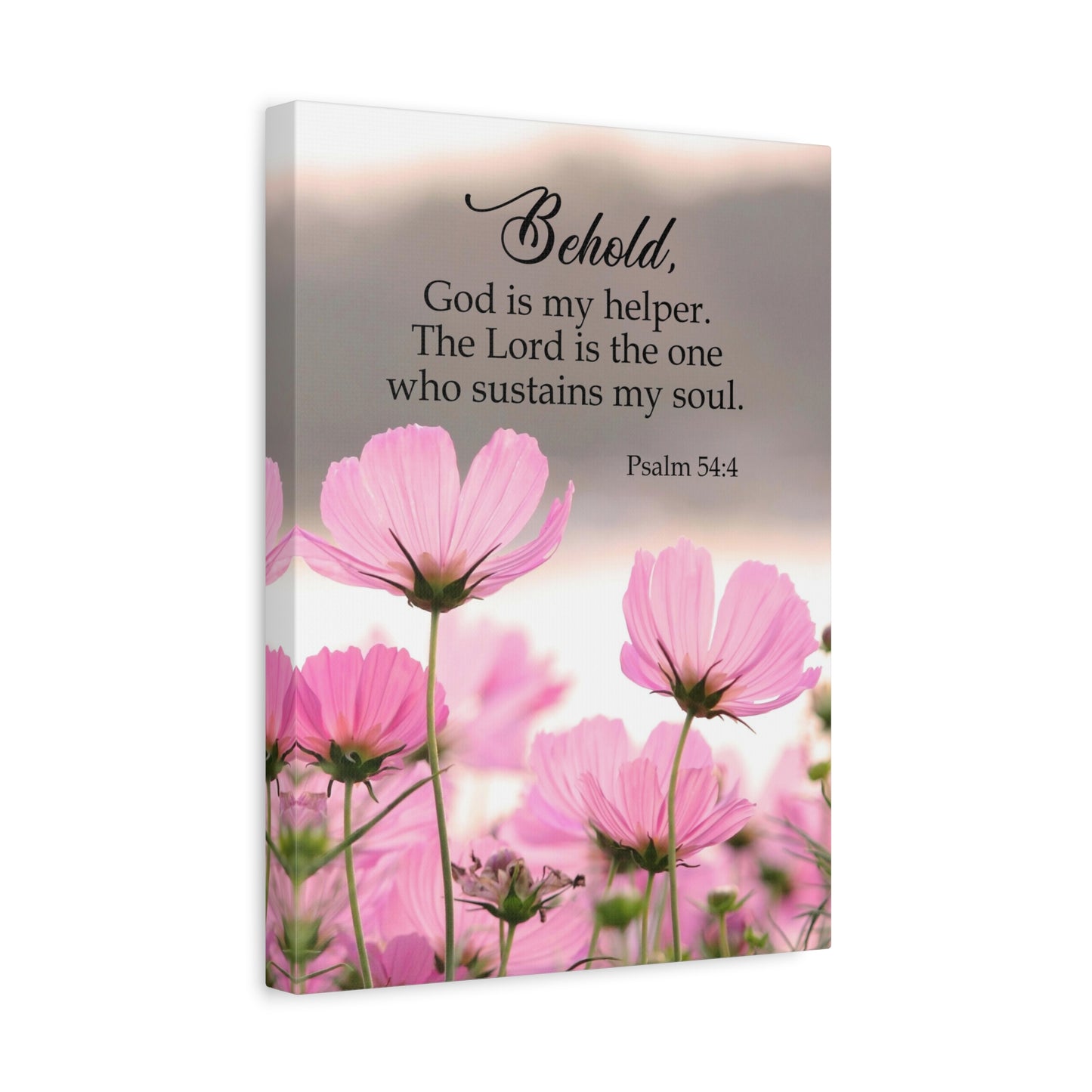 Scripture Canvas Behold, God is My Helper Psalm 54:4 Christian Wall Art Bible Verse Print Ready to Hang