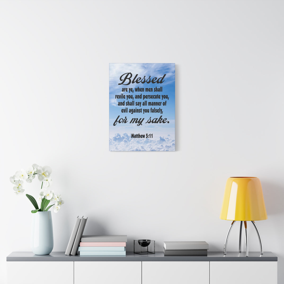 Scripture Canvas Blessed For My Sake Matthew 5:11 Christian Wall Art Bible Verse Print Ready to Hang
