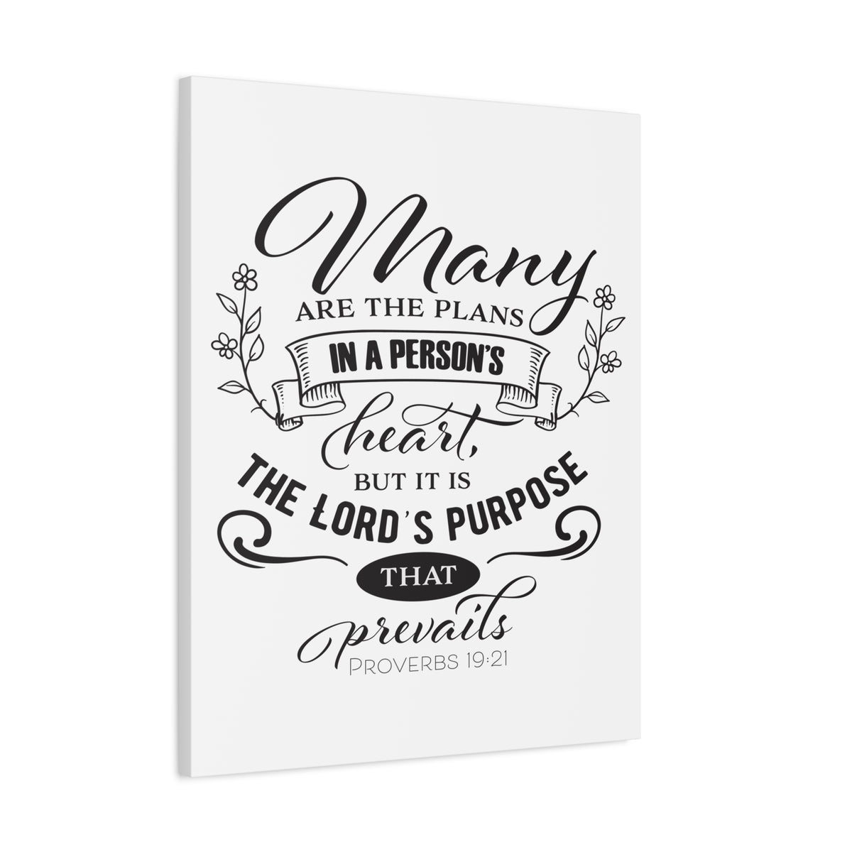 Scripture Canvas The Lord's Purpose Proverbs 19:21 Christian Wall Art Bible Verse Print Ready to Hang
