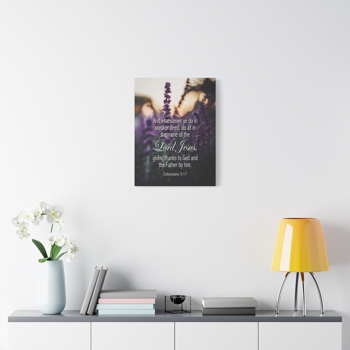 Scripture Canvas Giving Thanks to God Colossians 3:17 Christian Wall Art Bible Verse Print Ready to Hang