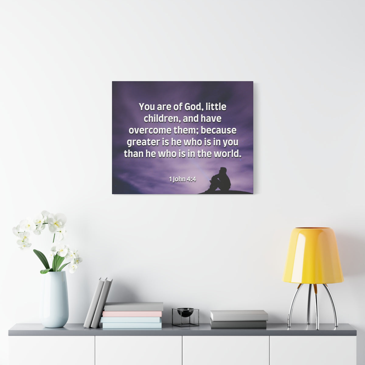 Scripture Canvas Overcome 1 John 4:4 Christian Wall Art Bible Verse Print Ready to Hang