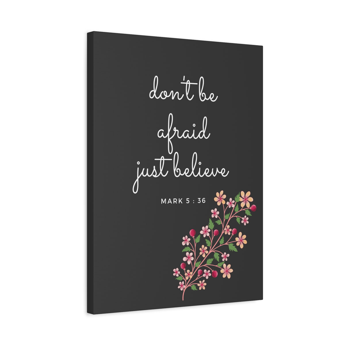 Scripture Canvas Just Believe Mark 5:36 Christian Wall Art Bible Verse Print Ready to Hang