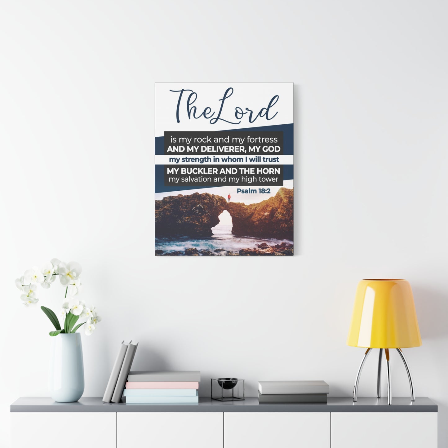 Scripture Canvas The Lord is My Rock Psalm 18:2 KJV Christian Wall Art Bible Verse Print Ready to Hang