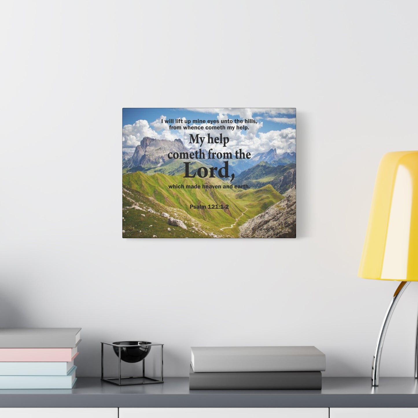 Bible Verse Canvas My Help is God Psalm 121:1-2 Wall Art Christian Home Decor