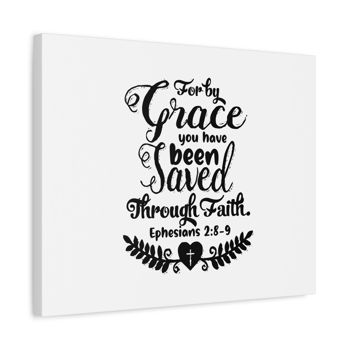 Scripture Canvas For By Grace Ephesians 2:8-9 Christian Wall Art Bible Verse Print Ready to Hang