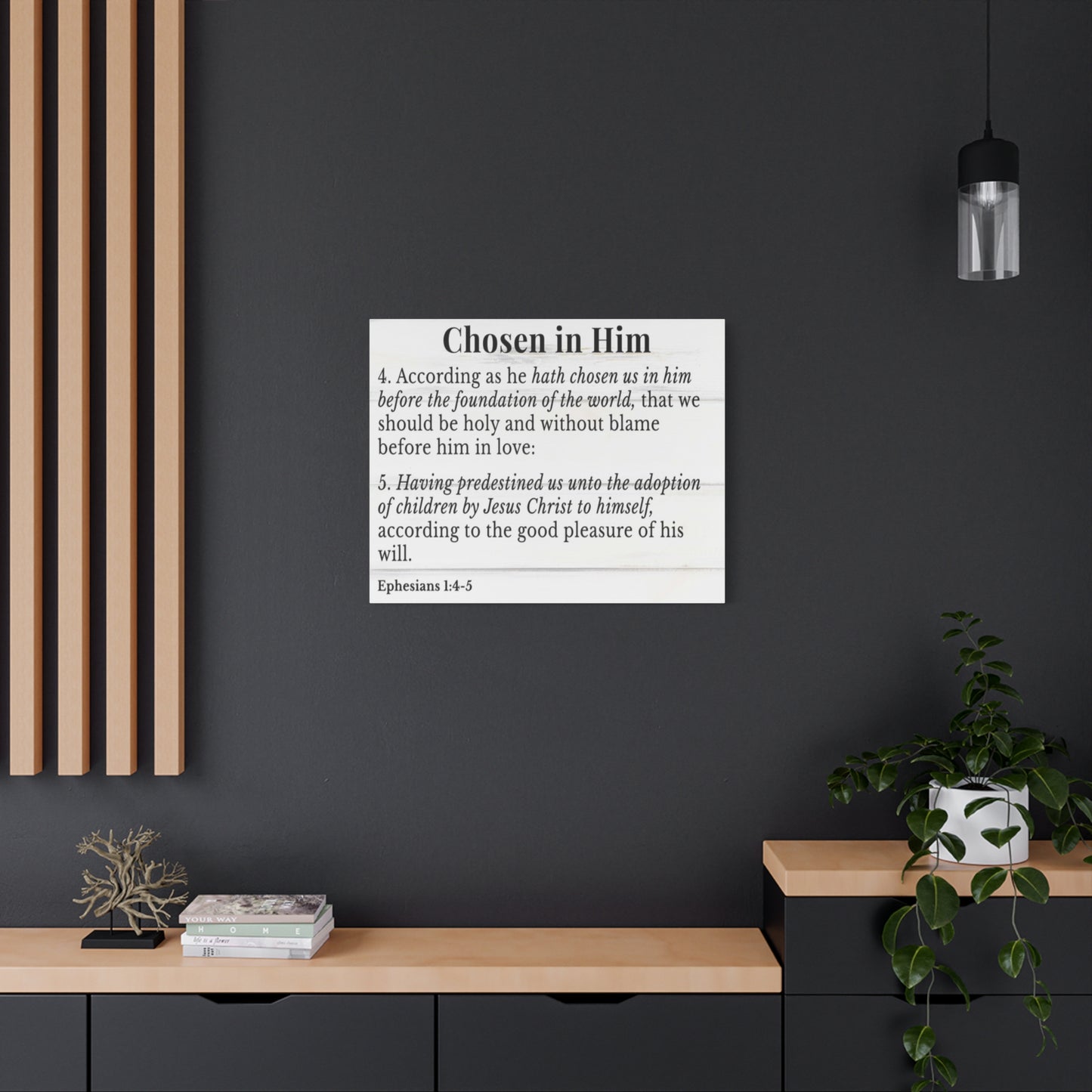Scripture Walls Ephesians 1:4-5 Chosen in Christ White Bible Verse Canvas Christian Wall Art Ready to Hang Unframed