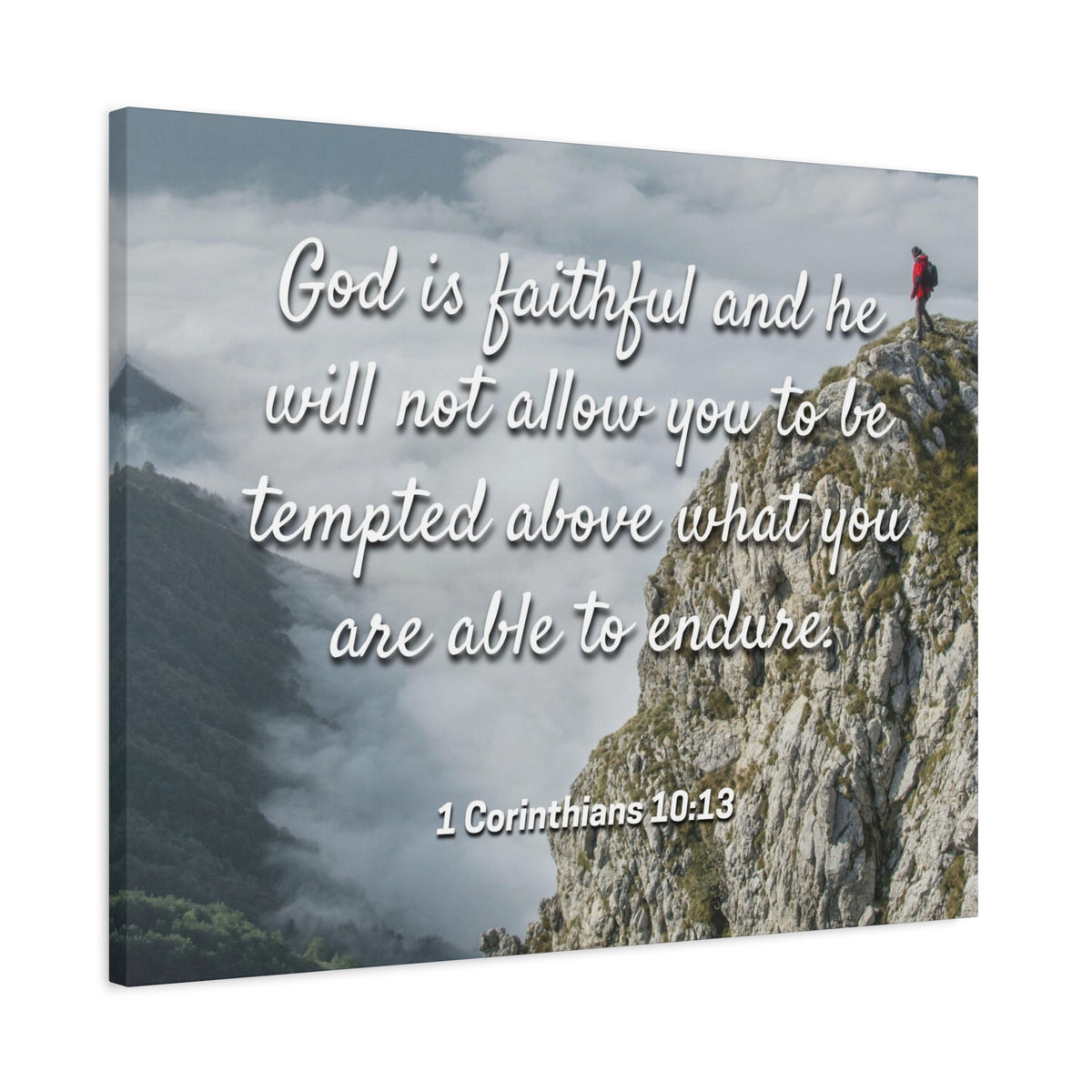 Scripture Canvas God Is Faithful 1 Corinthians 10:13 Christian Wall Art Bible Verse Print Ready to Hang