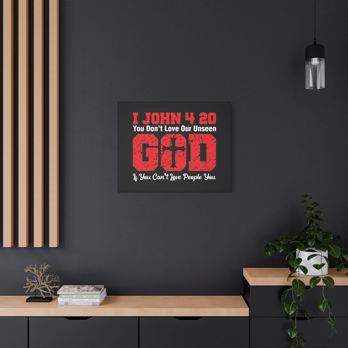 Scripture Canvas Our Unseen God 1 John 4:20 Christian Wall Art Bible Verse Print Ready to Hang