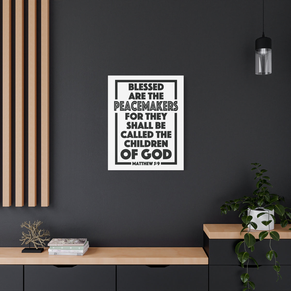 Scripture Canvas The Children Of God Matthew 5:9 Christian Wall Art Bible Verse Print Ready to Hang
