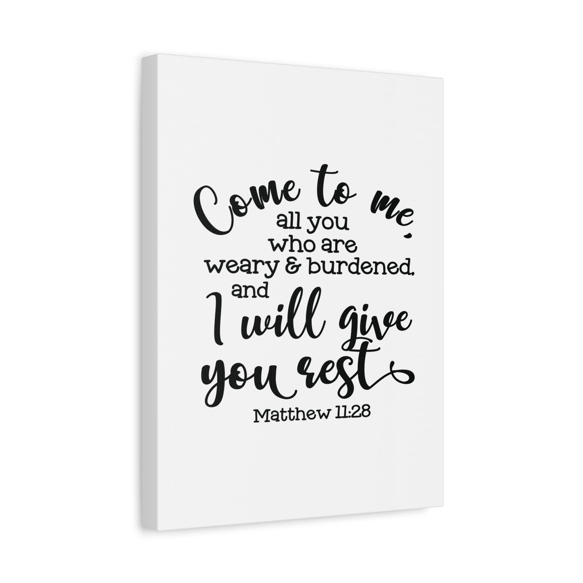 Scripture Canvas Give You Rest Matthew 11:28 Christian Wall Art Bible Verse Print Ready to Hang