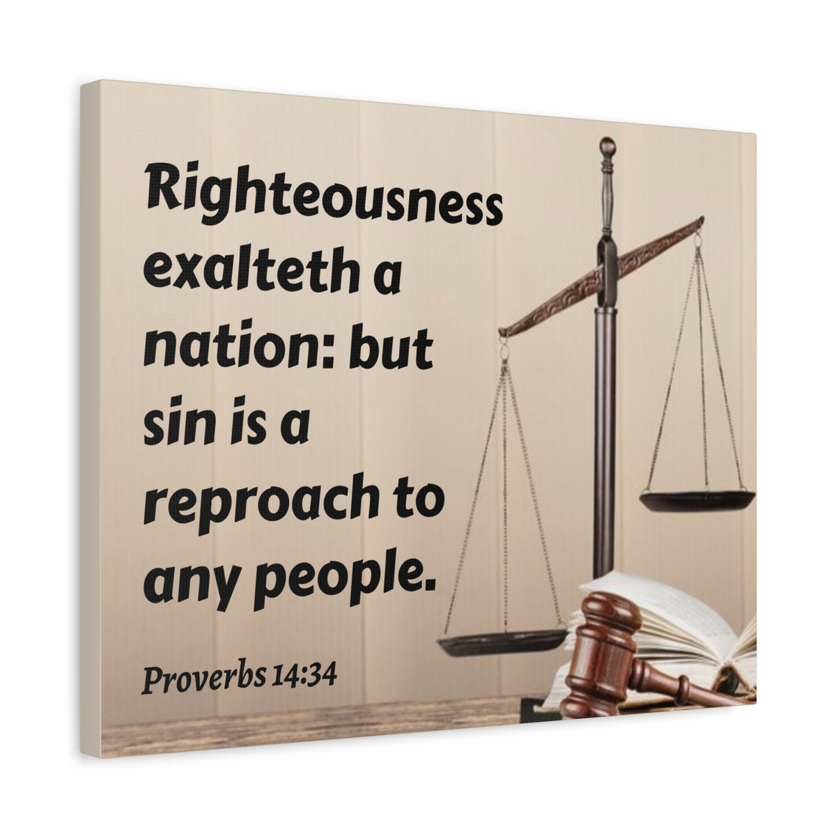 Scripture Canvas Righteousness Proverbs 14:34 Christian Wall Art Bible Verse Print Ready to Hang