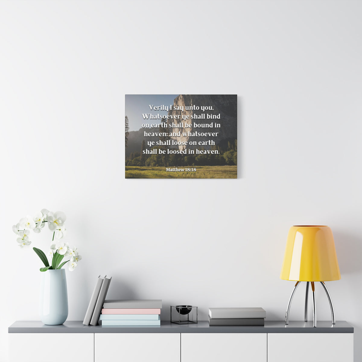 Scripture Canvas Bound In Heaven Matthew 18:18 Christian Wall Art Bible Verse Print Ready to Hang