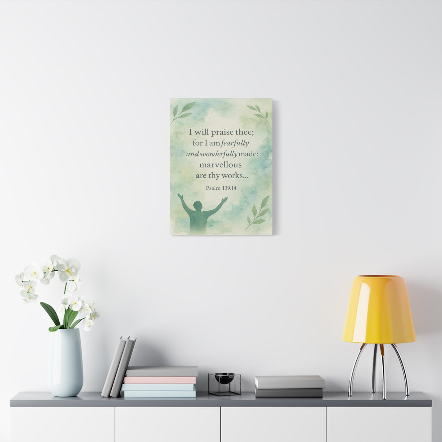 Bible Verse Canvas Psalm 139:14 Christian Home Décor Wall Art Scripture Ready to Hang Faith Print