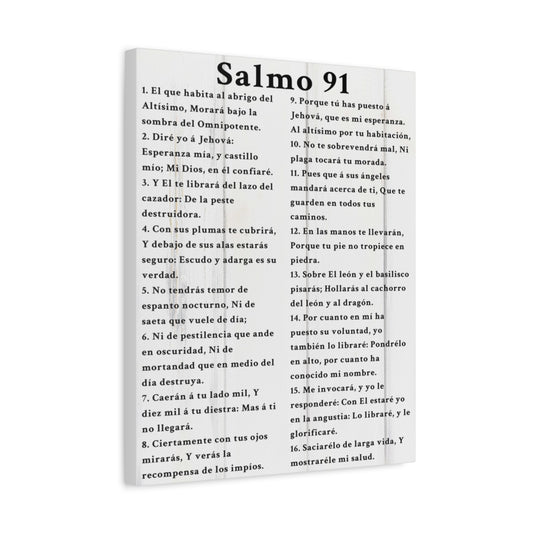 Scripture Walls Salmo 91 Psalm 91 Spanish White Bible Verse Canvas Christian Wall Art Ready to Hang Unframed