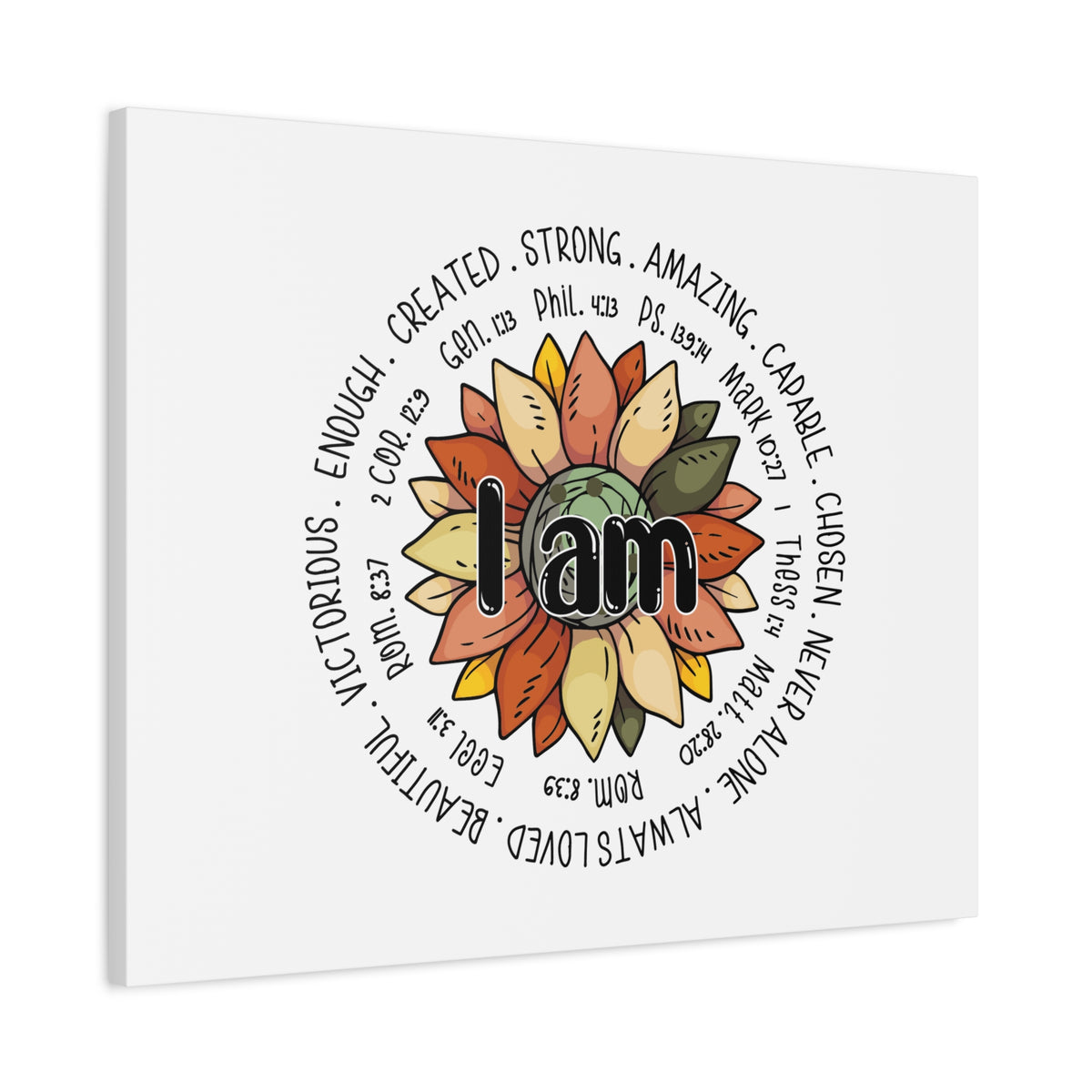 Scripture Canvas I Am Created Revelation 4:11 Flower Multicolored Christian Wall Art Bible Verse Print Ready to Hang