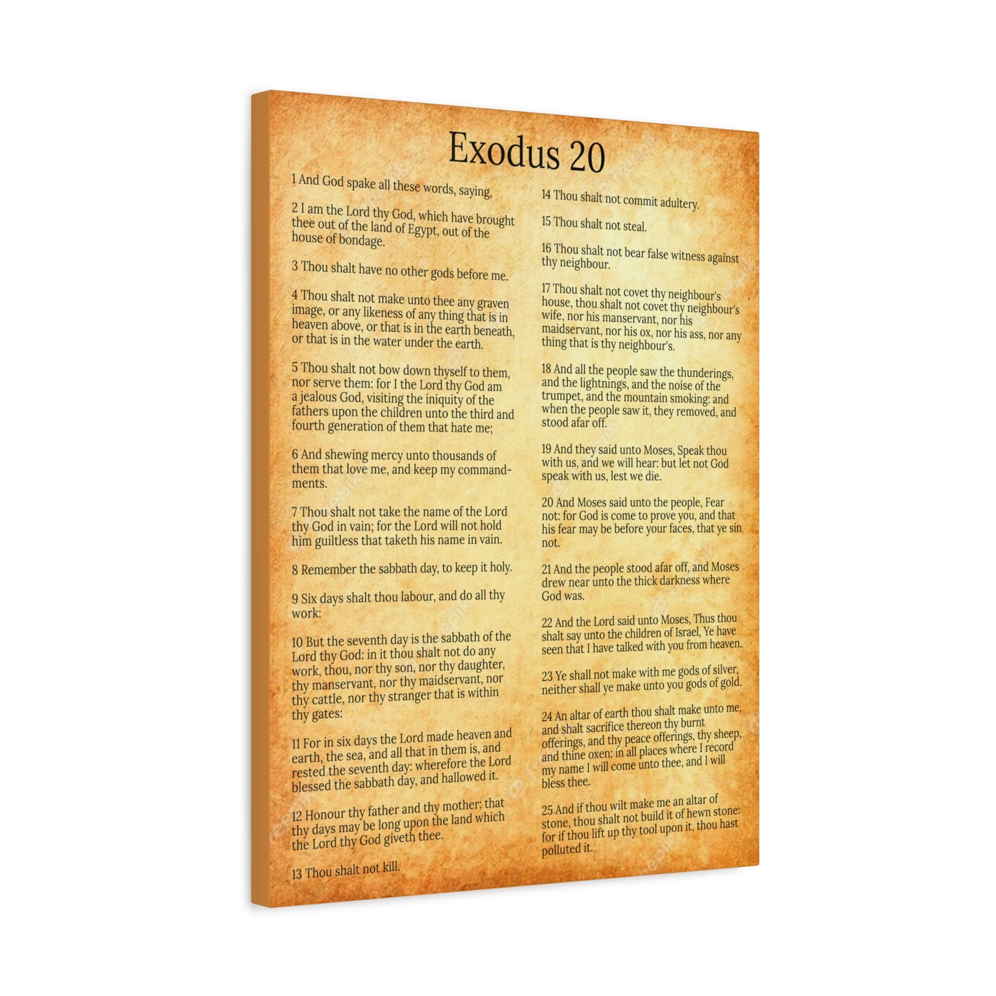Scripture Walls Giving of the Law Exodus 20 Chapter Gold Christian Wall Art Print Ready to Hang Unframed