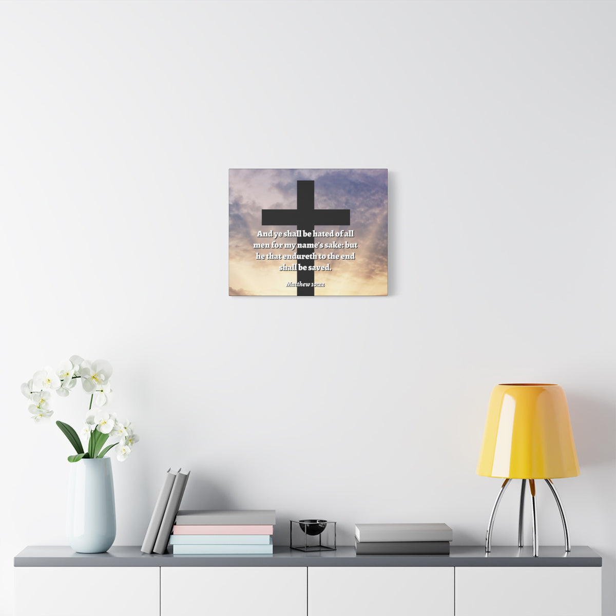 Scripture Canvas To The End Matthew 10:22 Christian Wall Art Bible Verse Print Ready to Hang
