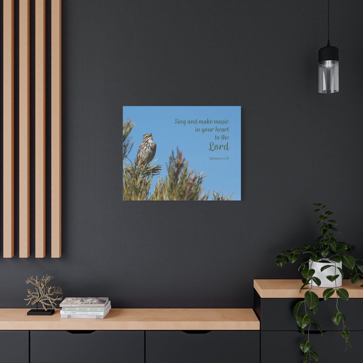Scripture Canvas In Your Heart Ephesians 5:19 Christian Wall Art Bible Verse Print Ready to Hang
