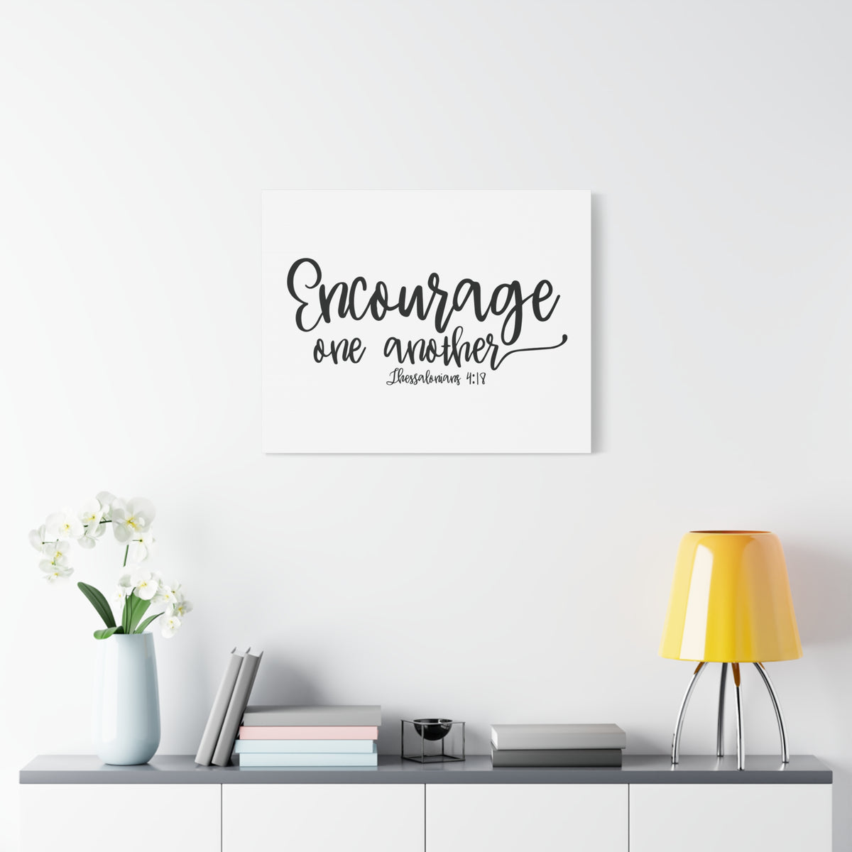 Scripture Canvas Encourage One Another Thessalonians 4:18 Christian Wall Art Bible Verse Print Ready to Hang