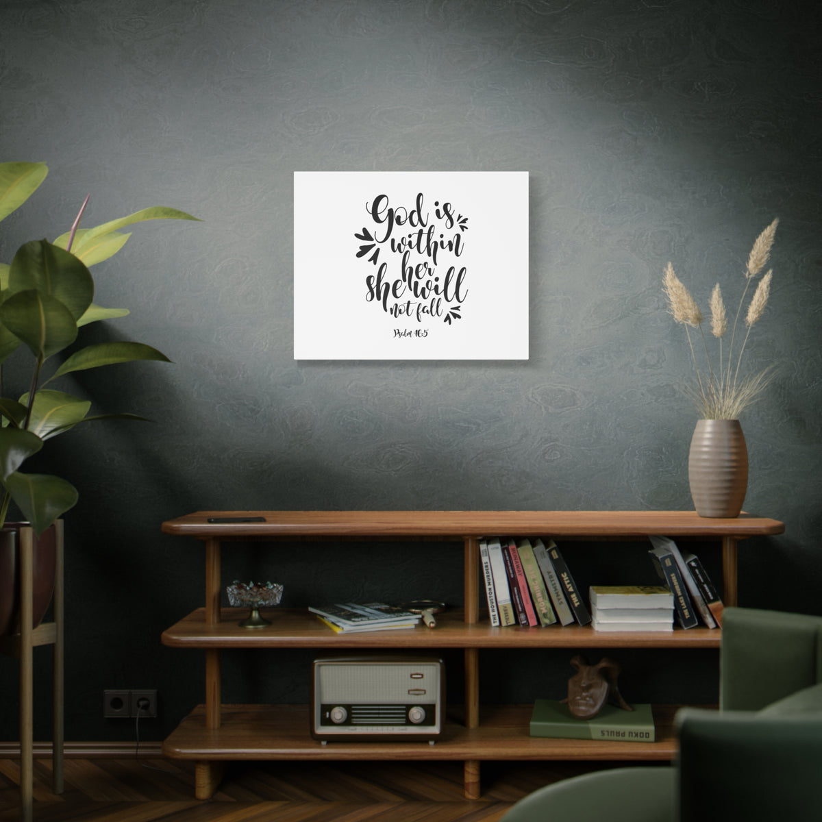 Scripture Canvas Within Her Psalm 46:5 Christian Wall Art Bible Verse Print Ready to Hang
