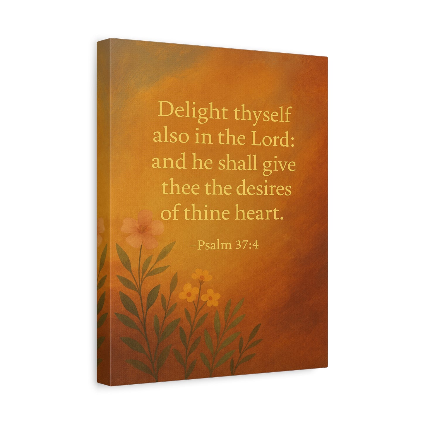 Bible Verse Canvas Psalm 37:4 Christian Home Décor Wall Art Scripture Ready to Hang Faith Print