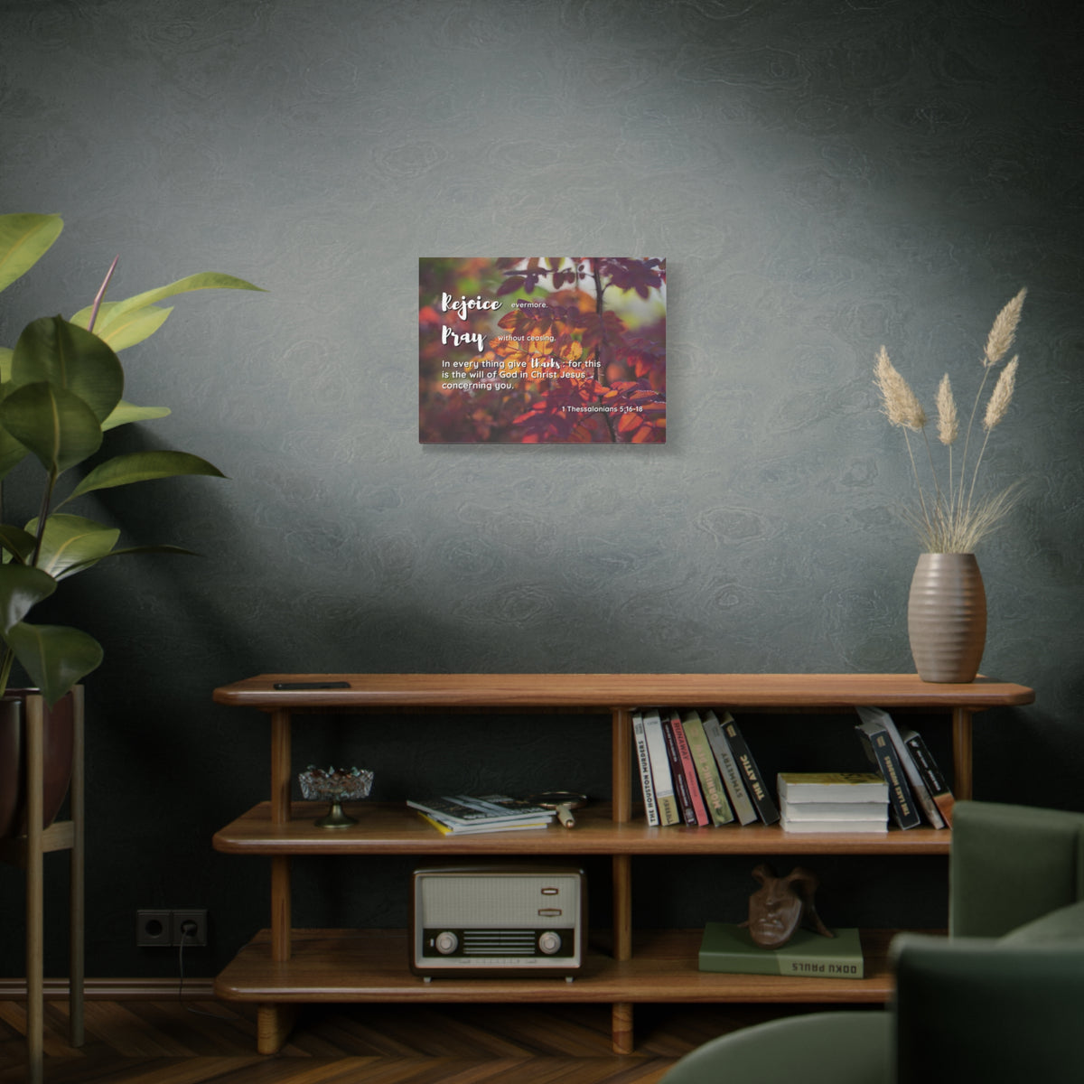 Scripture Canvas Rejoice, Pray, Thanks 1 Thessalonians 5:16 - 18 Christian Wall Art Bible Verse Print Ready to Hang