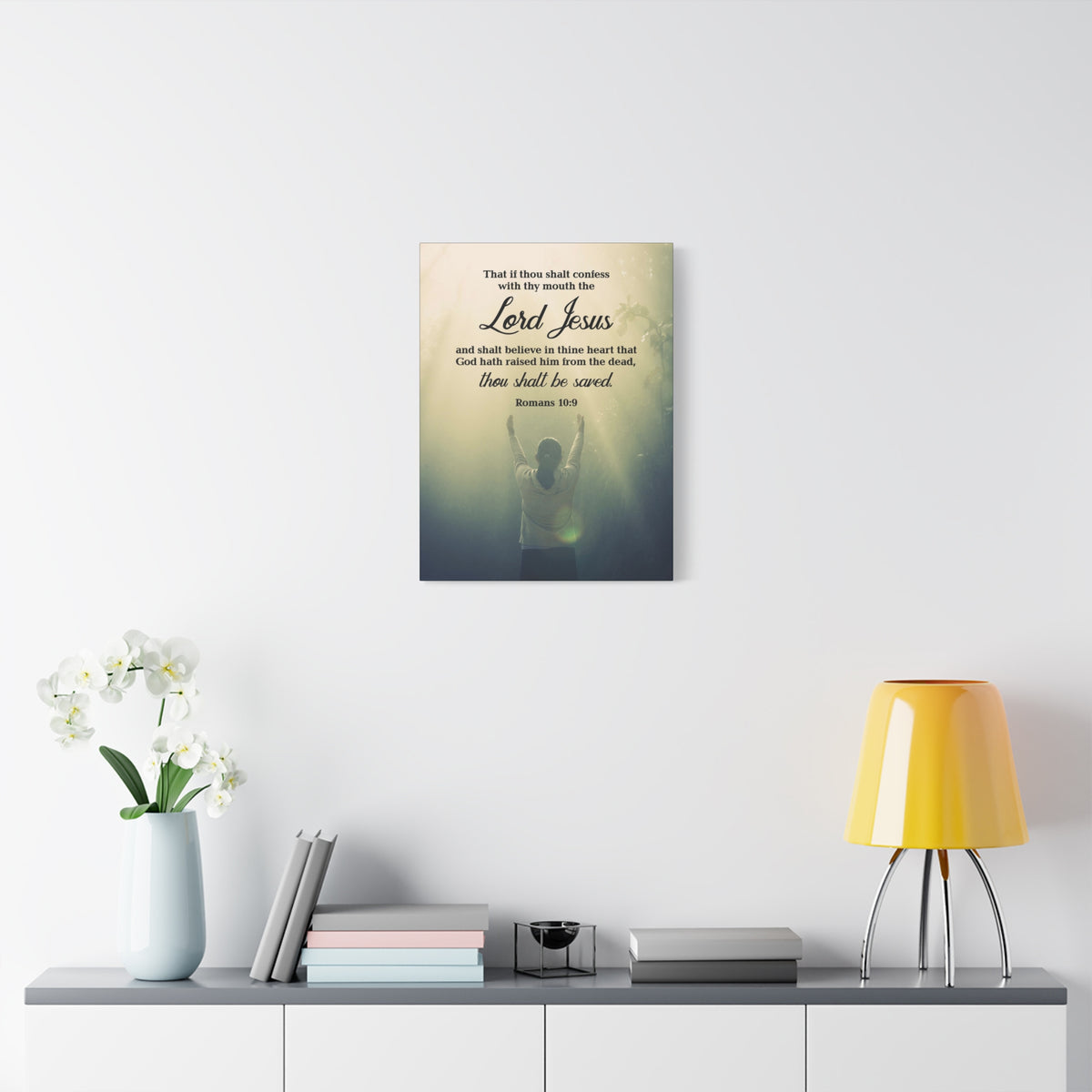 Scripture Canvas Confess With Your Mouth Romans 10:9 Christian Wall Art Bible Verse Print Ready to Hang