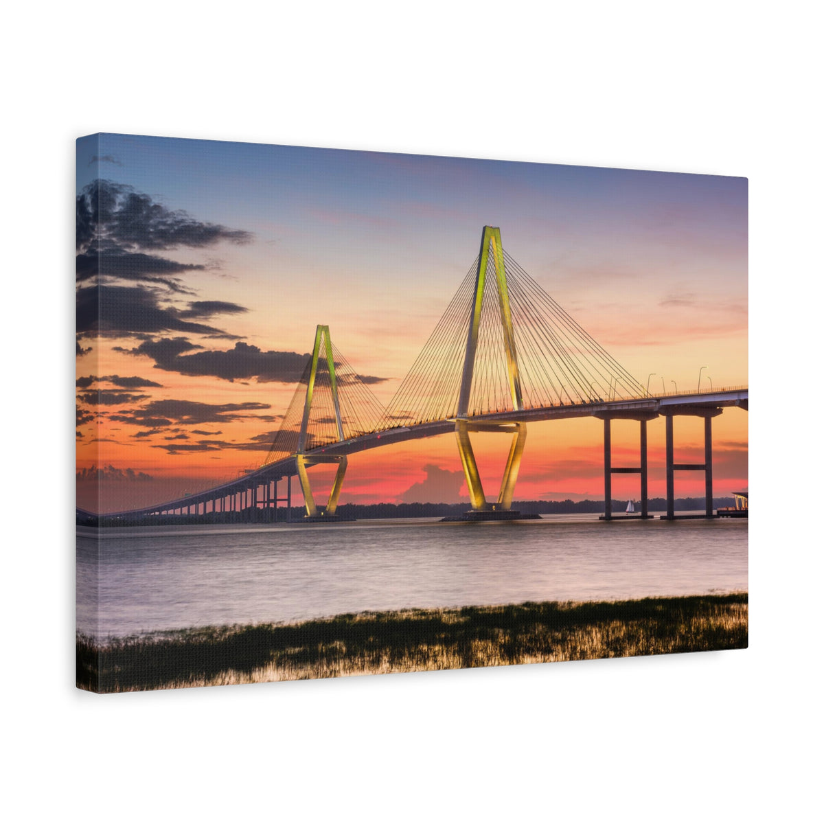 Jr Cooper River Bridge Charleston South Carolina Nature Wilderness Photography Canvas Wall Art for Home Decor Ready-to-Hang