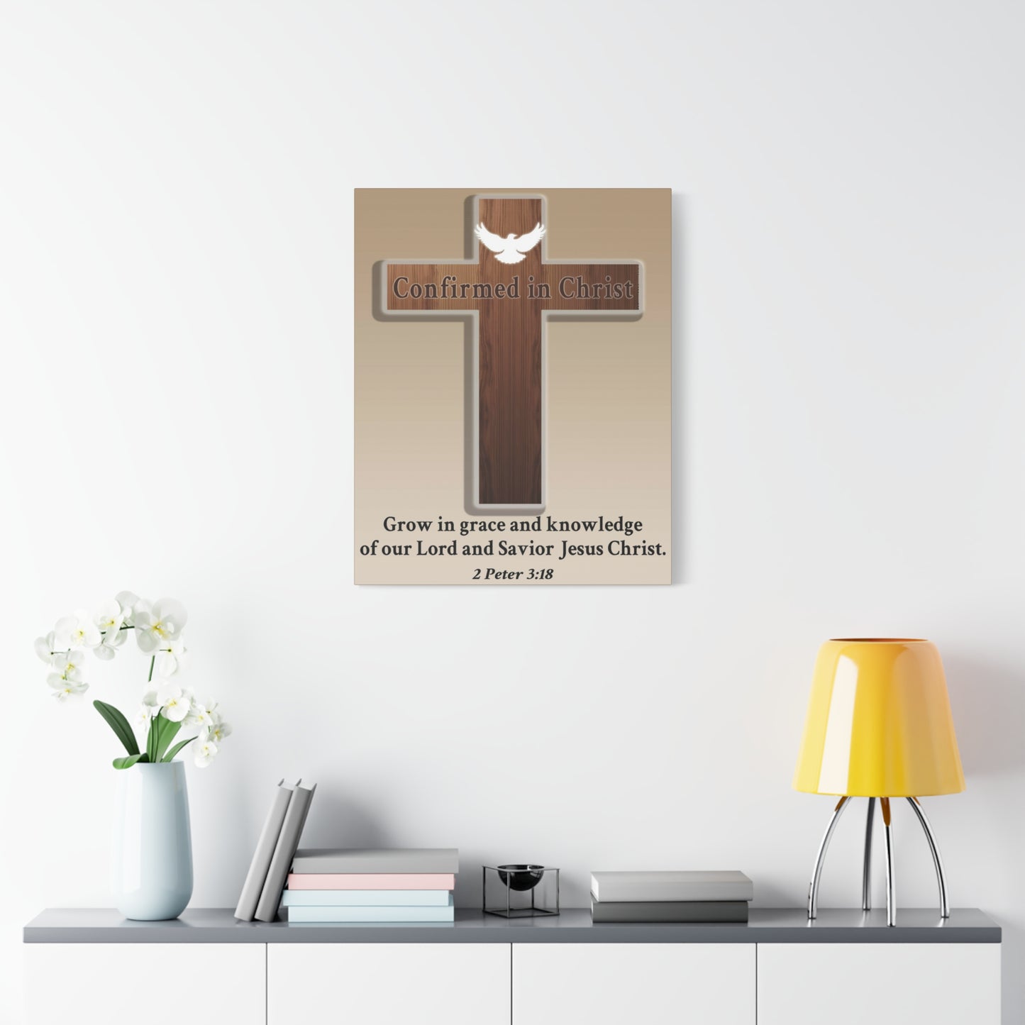 Scripture Walls 2 Peter 3:18 Confirmed in Christ Cross Bible Canvas Christian Wall Art Ready to Hang Unframed