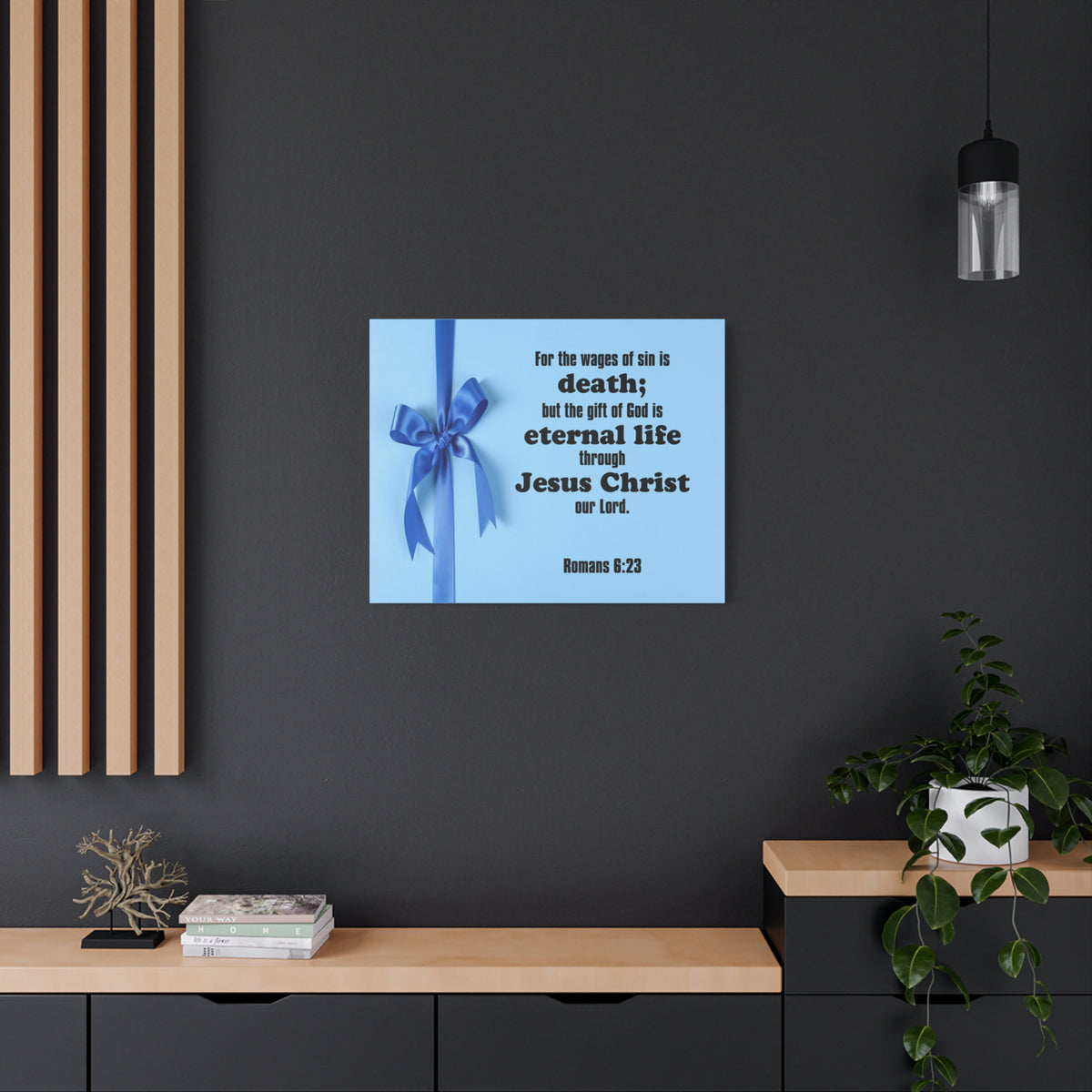 Scripture Canvas Eternal Life Romans 6:23 Christian Wall Art Bible Verse Print Ready to Hang