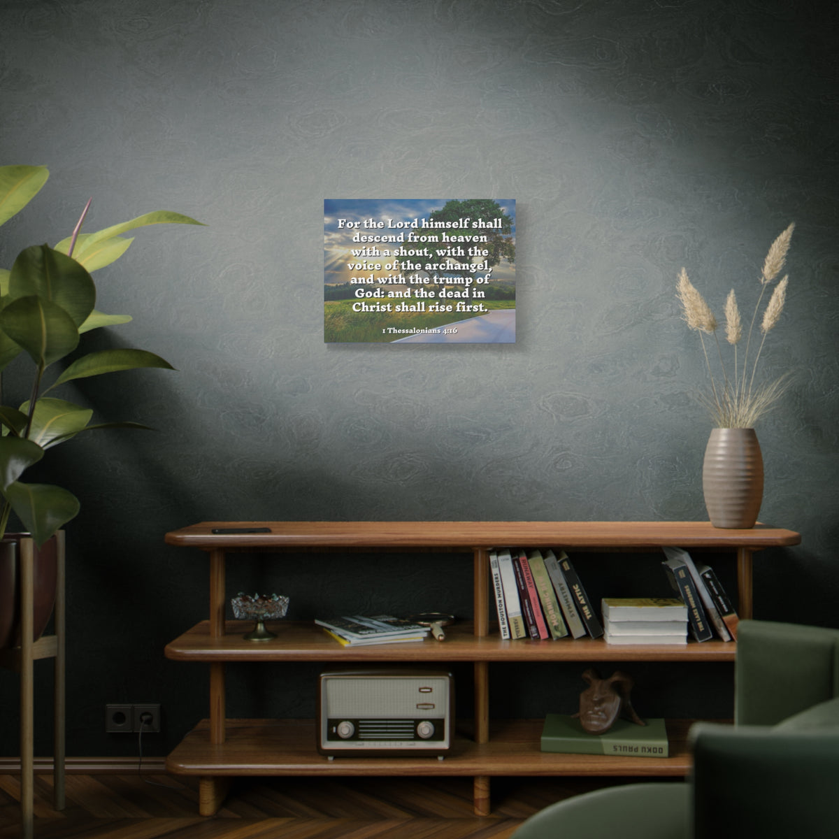 Scripture Canvas Rise 1 Thessalonians 4:16 Christian Wall Art Bible Verse Print Ready to Hang