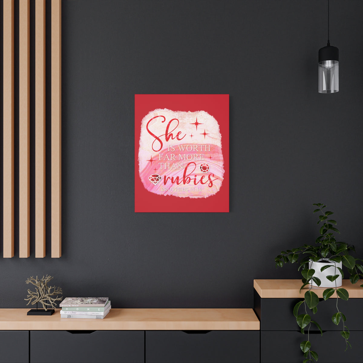 Scripture Walls Rubies Proverbs 31:10 Bible Verse Canvas Christian Wall Art Ready to Hang Unframed