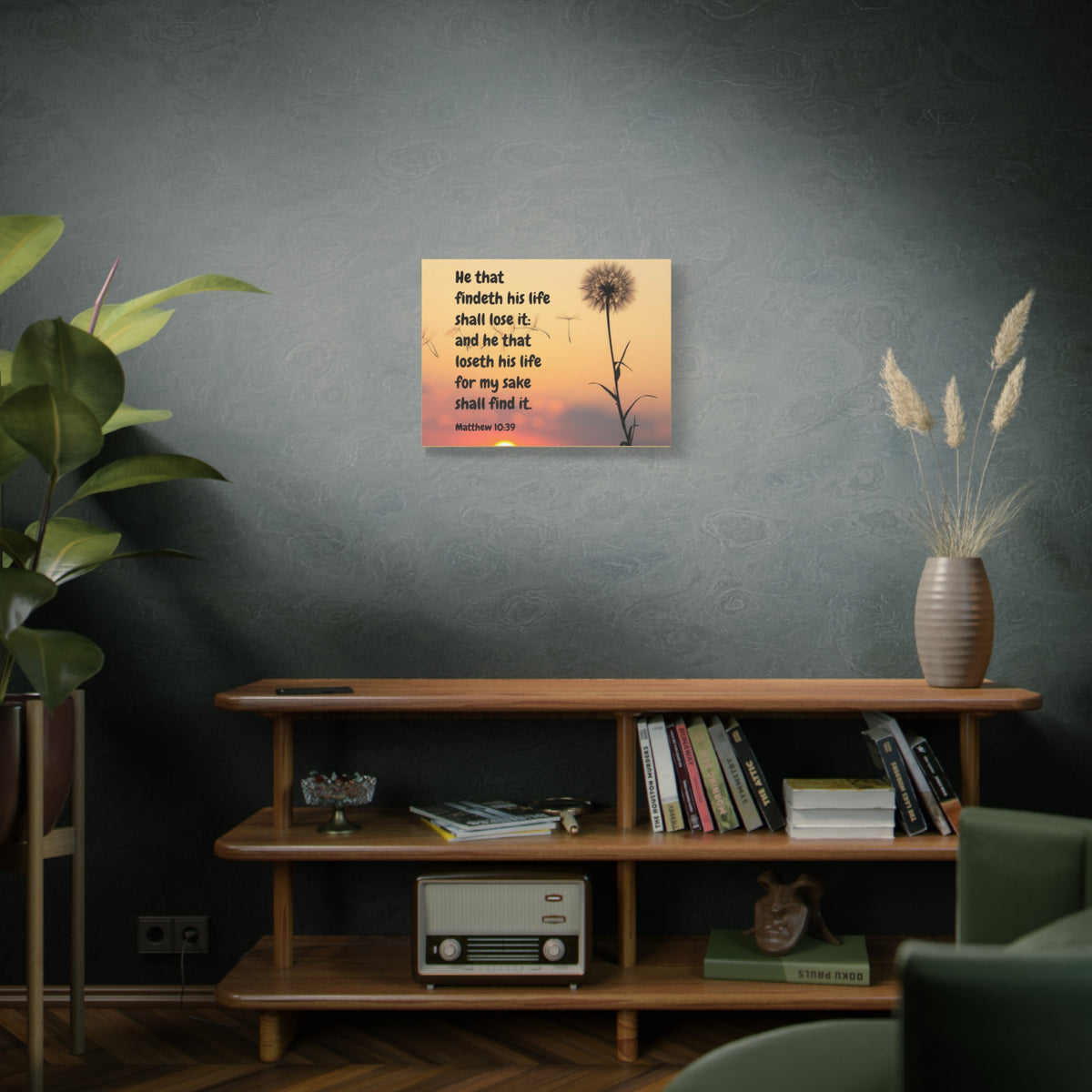Scripture Canvas Life Matthew 10:39 Christian Wall Art Bible Verse Print Ready to Hang