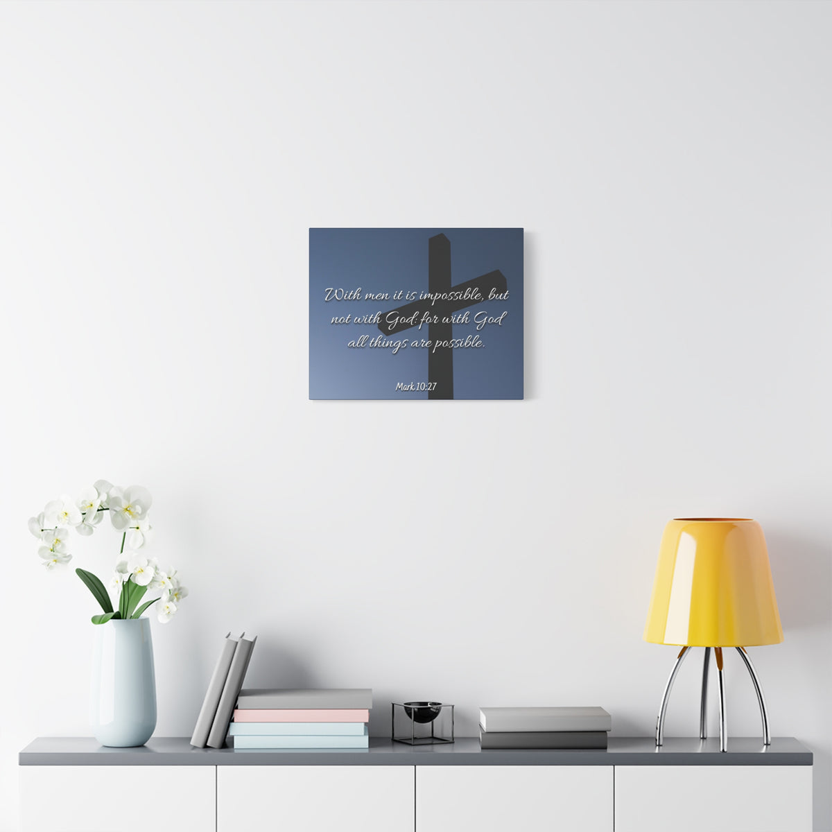 Scripture Canvas Possible Mark 10:27 Christian Wall Art Bible Verse Print Ready to Hang