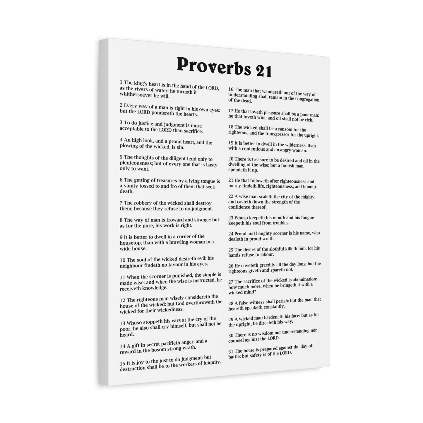 Scripture Walls Proverbs Chapter 21 White Bible Canvas Christian Wall Art Ready to Hang Unframed
