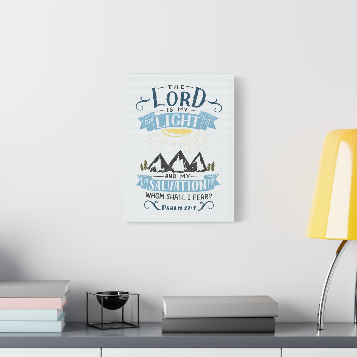 Scripture Canvas The Lord Is My Light Psalm 27:1 Christian Wall Art Bible Verse Print Ready to Hang