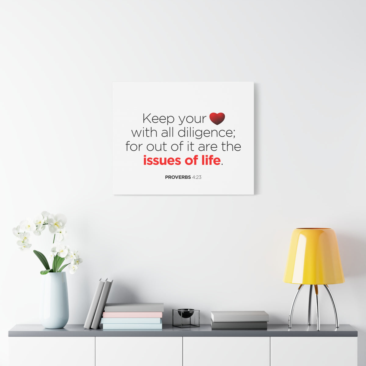 Scripture Canvas Issues of Life Proverbs 4:23 Christian Wall Art Bible Verse Print Ready to Hang