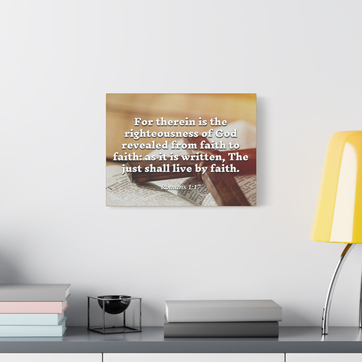 Scripture Canvas Live By Faith Romans 1:17 Christian Wall Art Bible Verse Print Ready to Hang