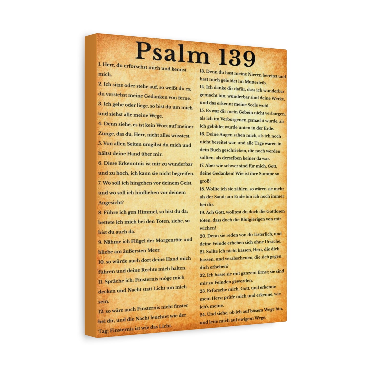 Scripture Walls Psalm 139 German Gold Bible Verse Canvas Christian Wall Art Ready to Hang Unframed