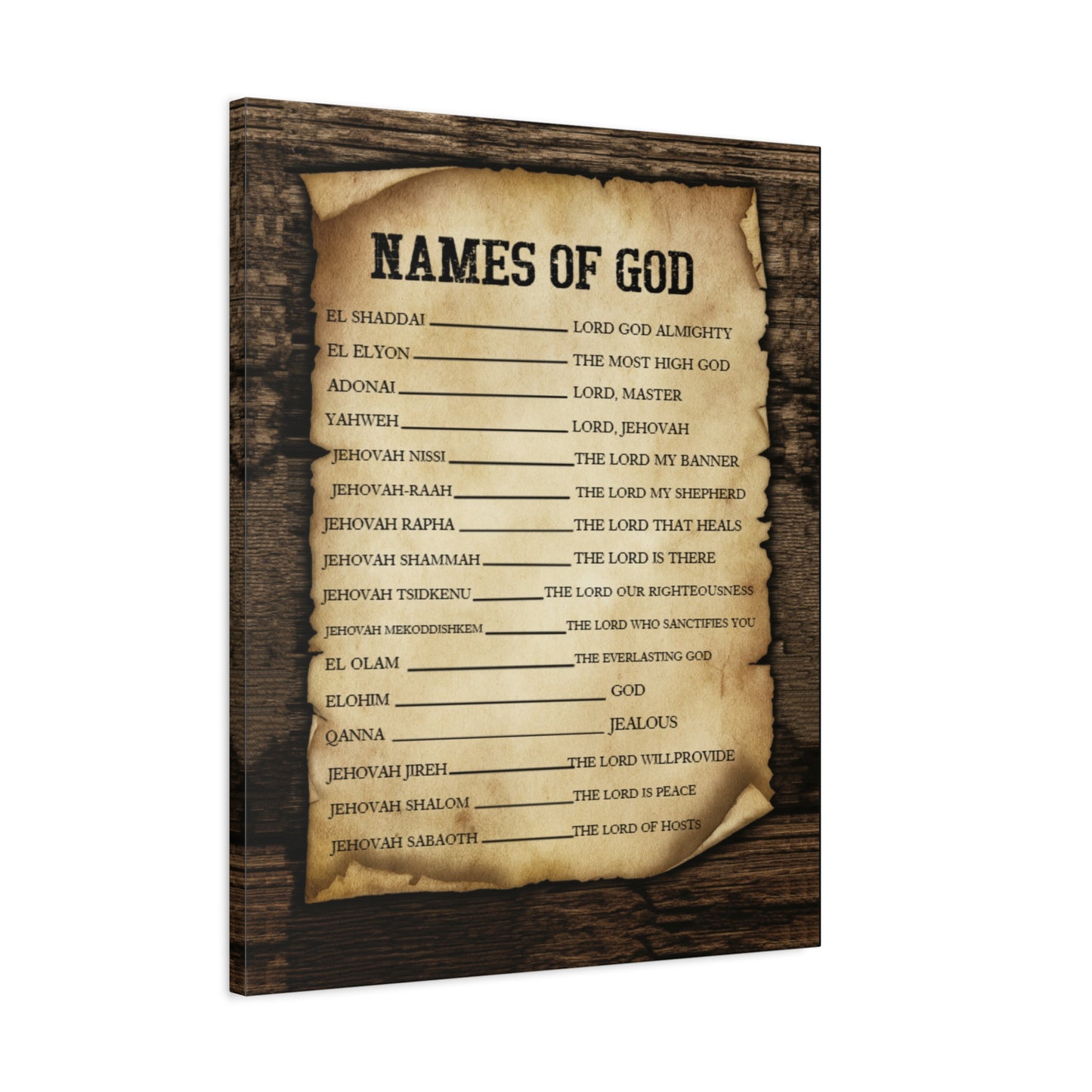 Scripture Canvas Names of God Christian Wall Art Bible Verse Print Ready to Hang