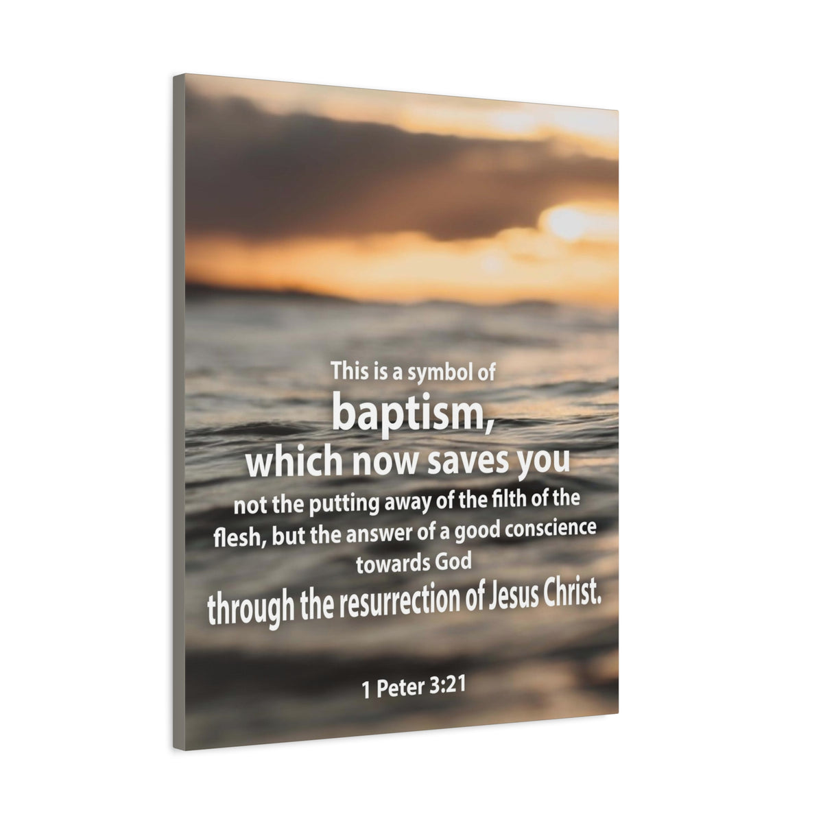 Scripture Canvas Baptism 1 Peter 3:21 Christian Wall Art Bible Verse Print Ready to Hang