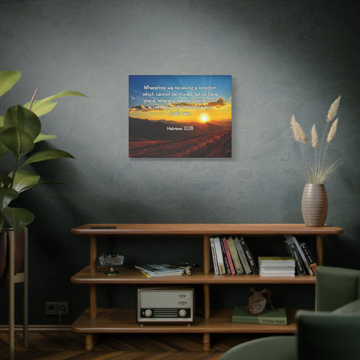 Scripture Canvas Kingdom Hebrews 12:28 KJV Christian Wall Art Bible Verse Print Ready to Hang