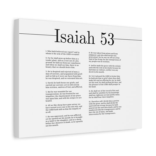 Scripture Canvas Prophecy Of Jesus White Isaiah 53 Christian Wall Art Bible Verse Print Ready to Hang