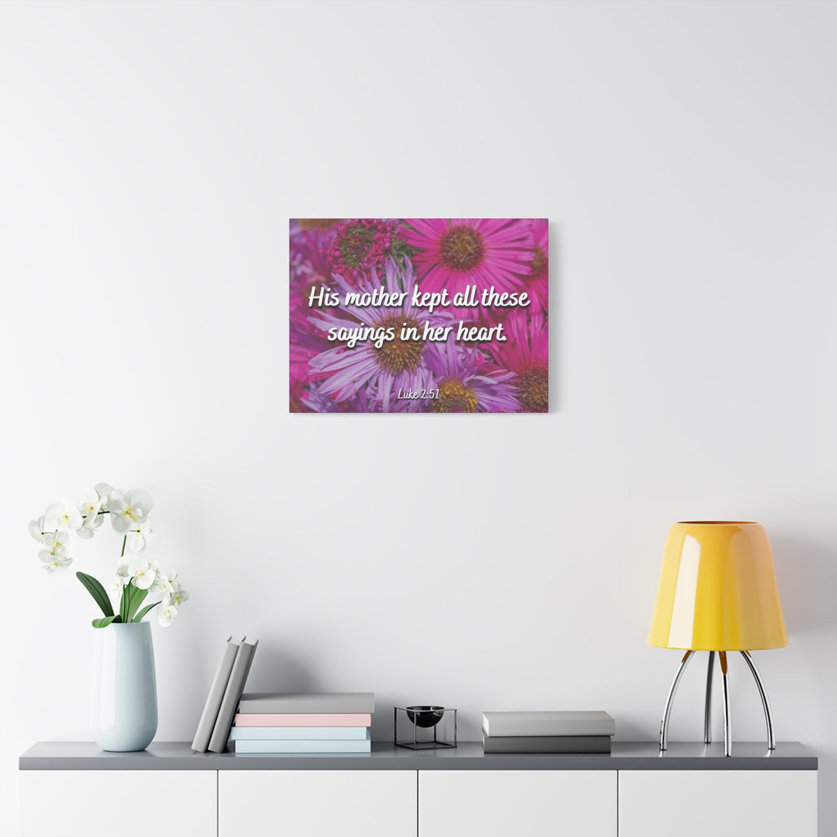 Scripture Canvas Sayings In Her Heart Luke 2:51 Christian Wall Art Bible Verse Print Ready to Hang